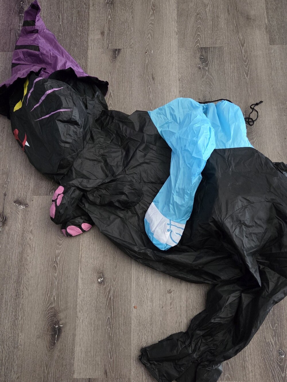 Adult Inflatable Riding Black Cat Witch Costume – Blow Up Halloween Suit